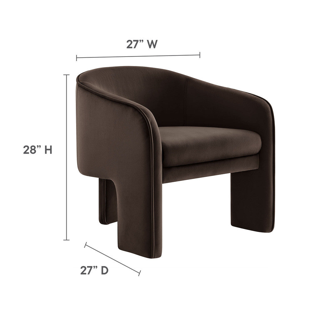 Modway Greer Performance Velvet Upholstered Accent Armchair by Modway-EEI-7102