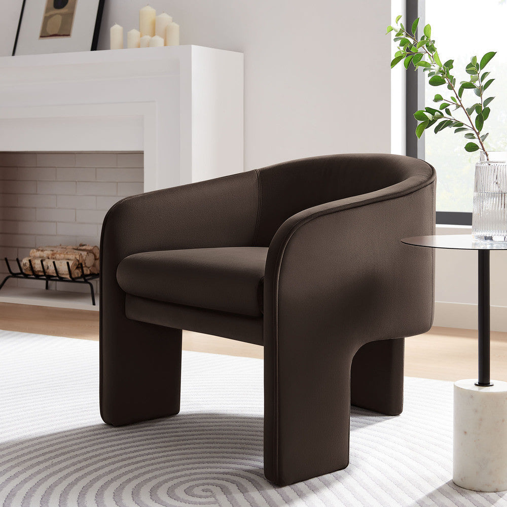 Modway Greer Performance Velvet Upholstered Accent Armchair by Modway-EEI-7102