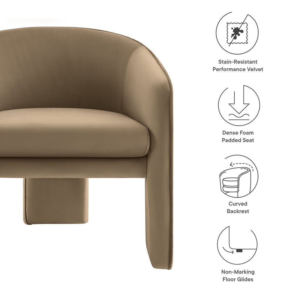 Modway Greer Performance Velvet Upholstered Accent Armchair by Modway-EEI-7102
