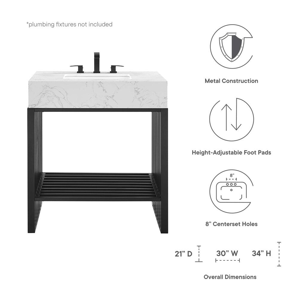 EEI-6106-WHI-BLK Gridiron 30" Bathroom Vanity by Modway