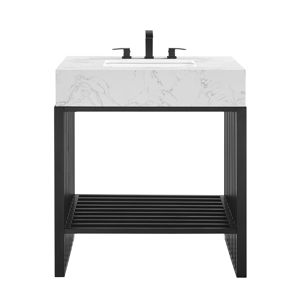 EEI-6106-WHI-BLK Gridiron 30" Bathroom Vanity by Modway