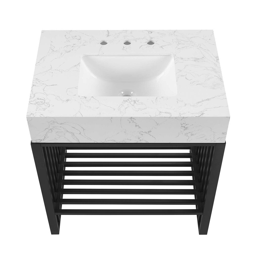EEI-6106-WHI-BLK Gridiron 30" Bathroom Vanity by Modway