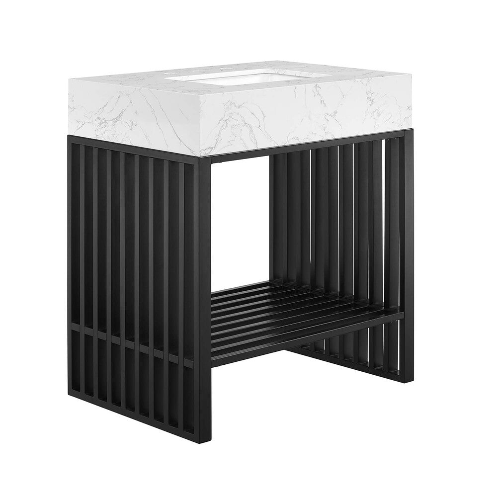 EEI-6106-WHI-BLK Gridiron 30" Bathroom Vanity by Modway