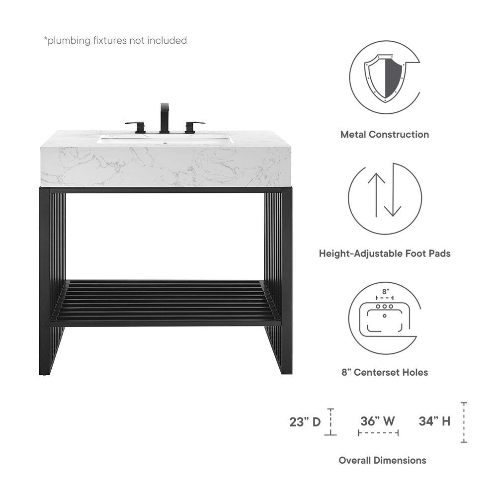 EEI-6108-WHI-BLK Gridiron 36" Bathroom Vanity by Modway