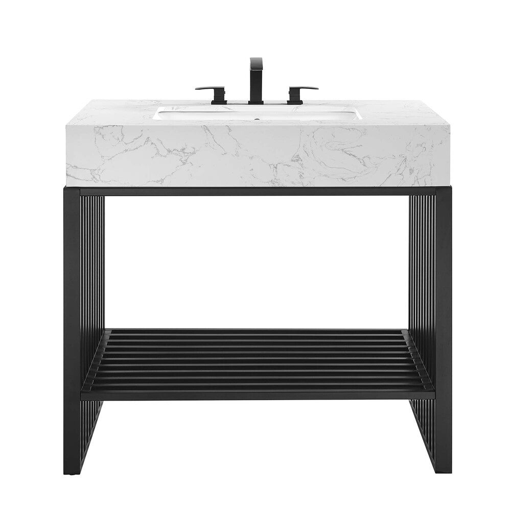 EEI-6108-WHI-BLK Gridiron 36" Bathroom Vanity by Modway