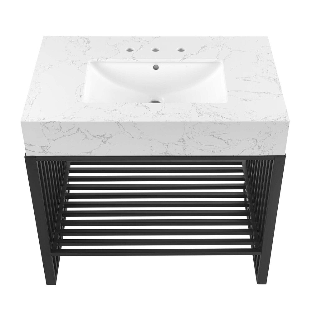 EEI-6108-WHI-BLK Gridiron 36" Bathroom Vanity by Modway