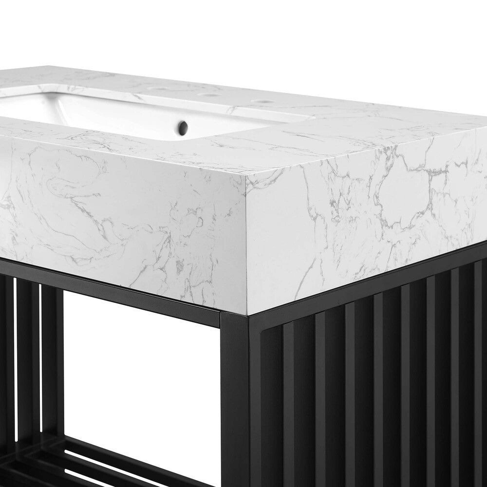 EEI-6108-WHI-BLK Gridiron 36" Bathroom Vanity by Modway