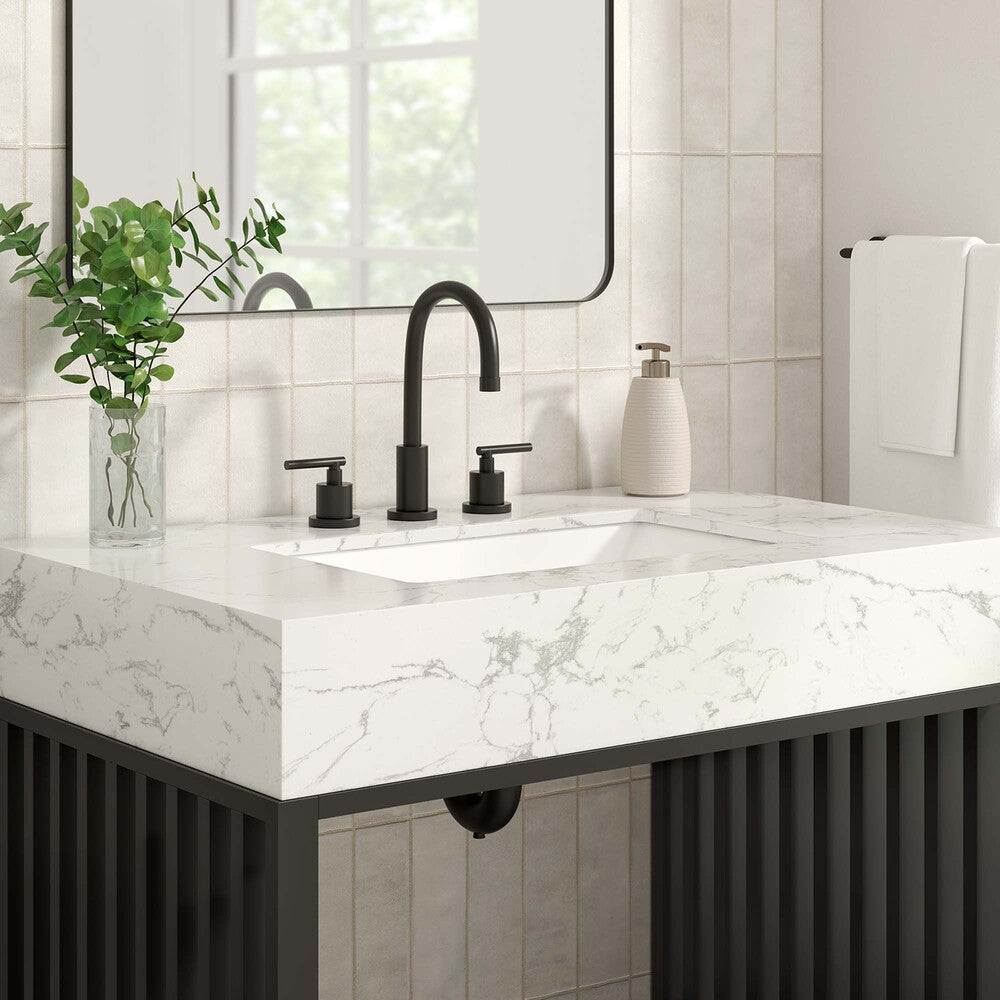 EEI-6108-WHI-BLK Gridiron 36" Bathroom Vanity by Modway