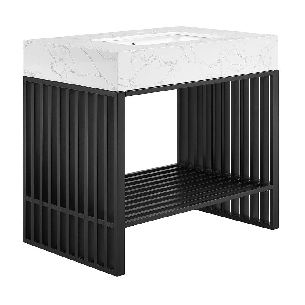 EEI-6108-WHI-BLK Gridiron 36" Bathroom Vanity by Modway