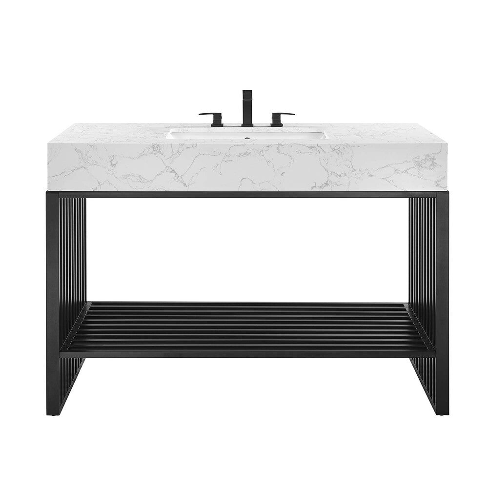 EEI-6110-WHI-BLK Gridiron 48" Bathroom Vanity by Modway