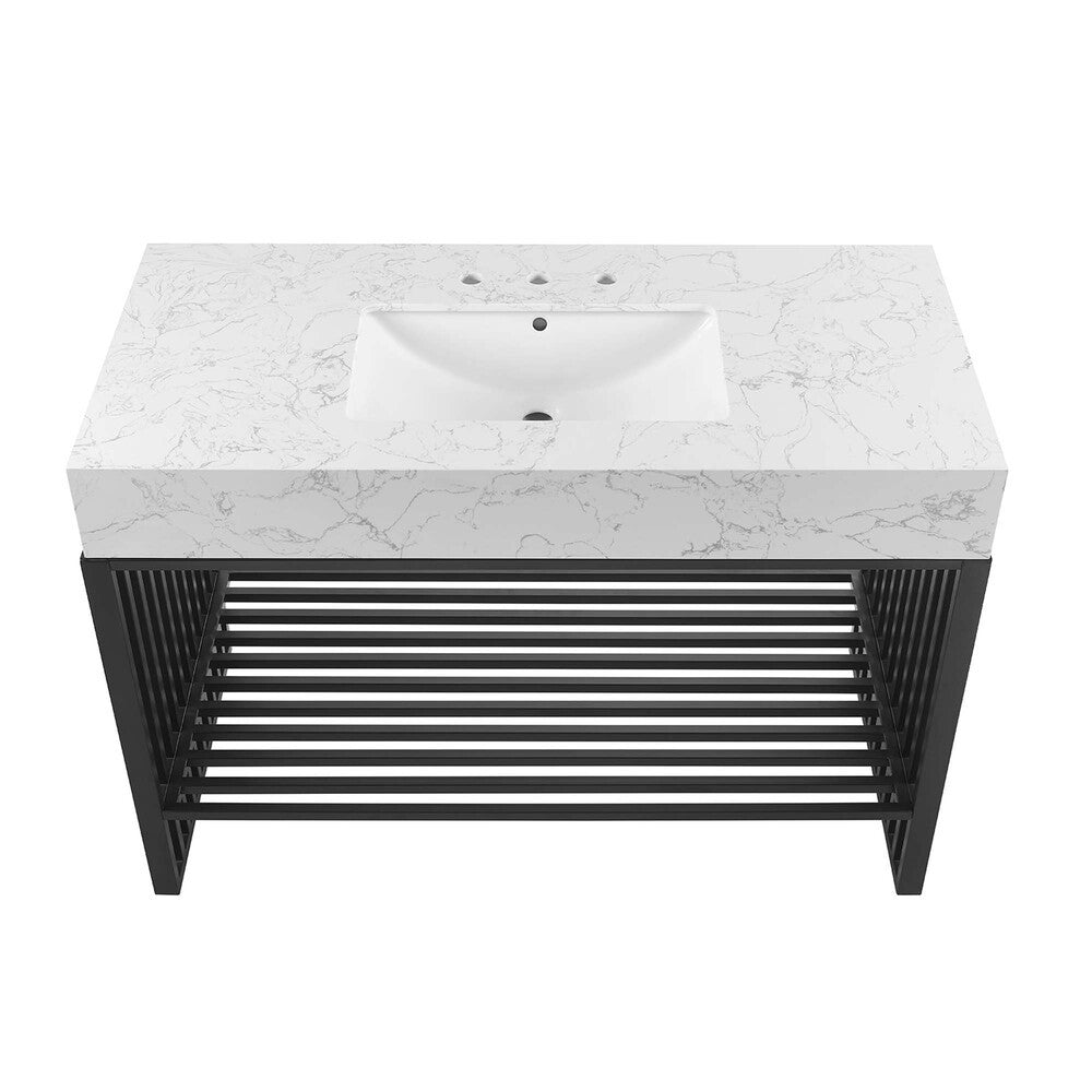 EEI-6110-WHI-BLK Gridiron 48" Bathroom Vanity by Modway