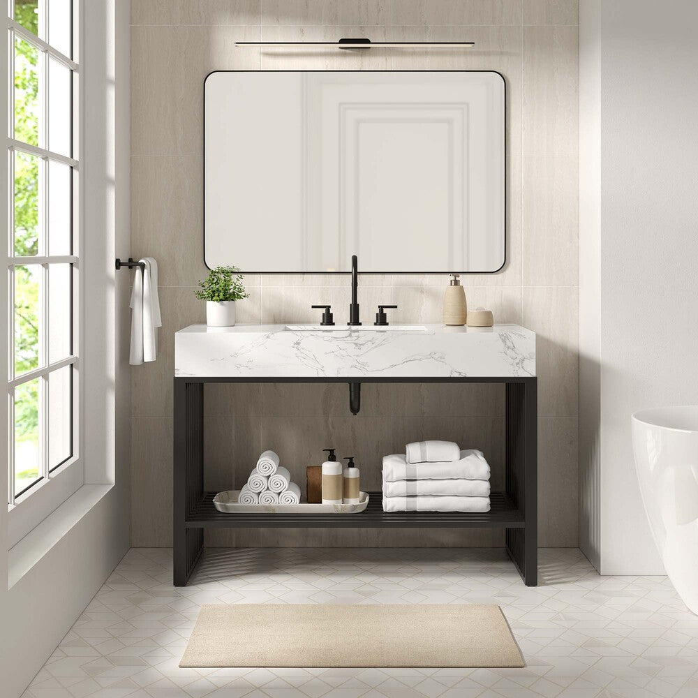 EEI-6110-WHI-BLK Gridiron 48" Bathroom Vanity by Modway