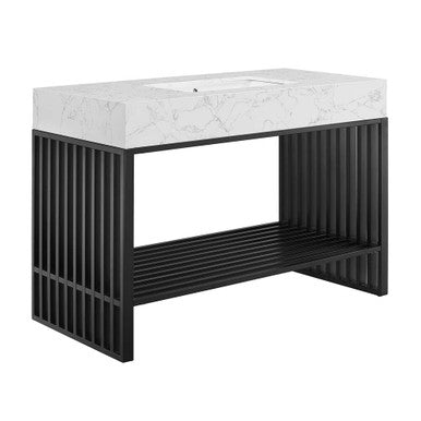 Modway EEI-6110-WHI-BLK Gridiron 48" Bathroom Vanity White Black