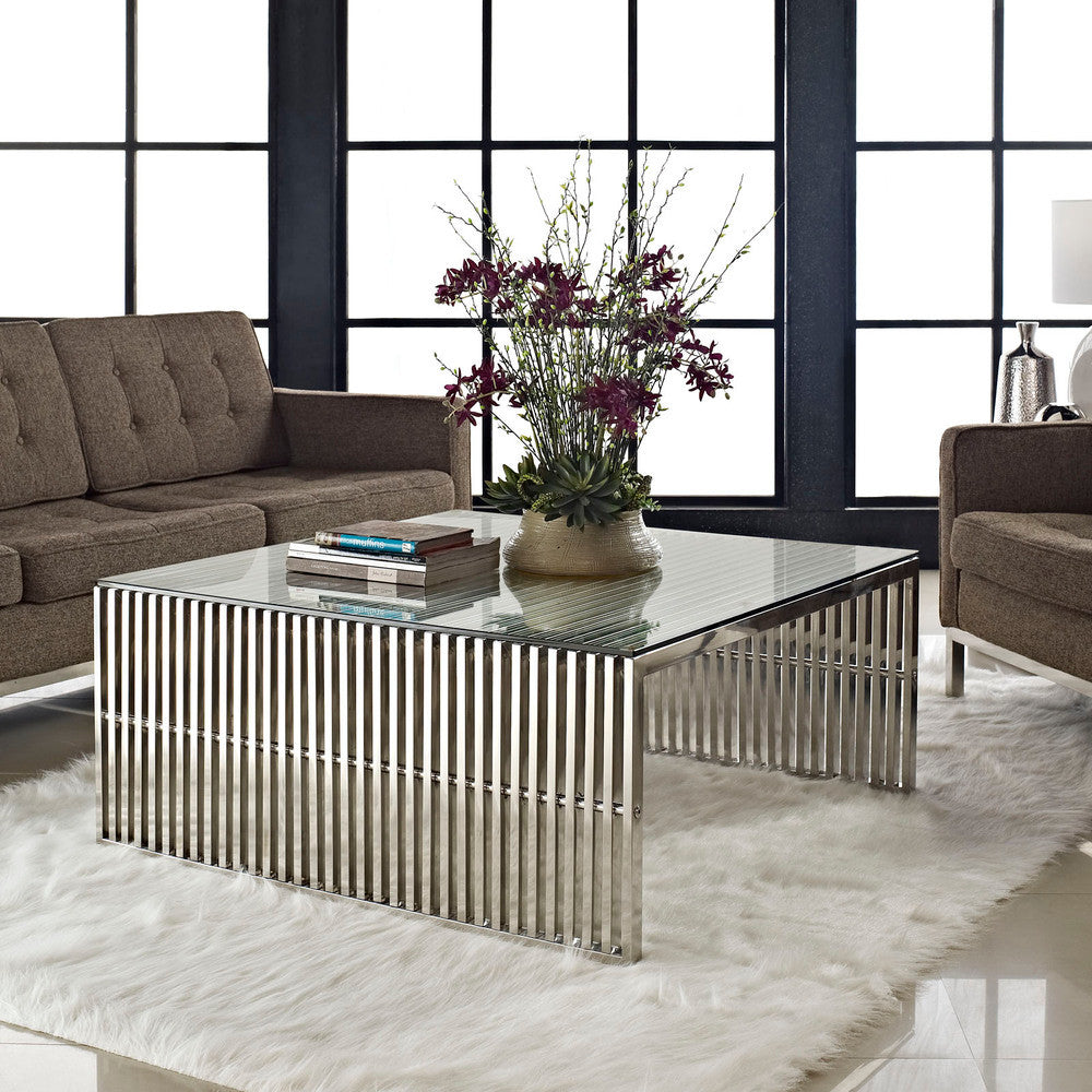 EEI-284-SLV Gridiron Coffee Table by Modway