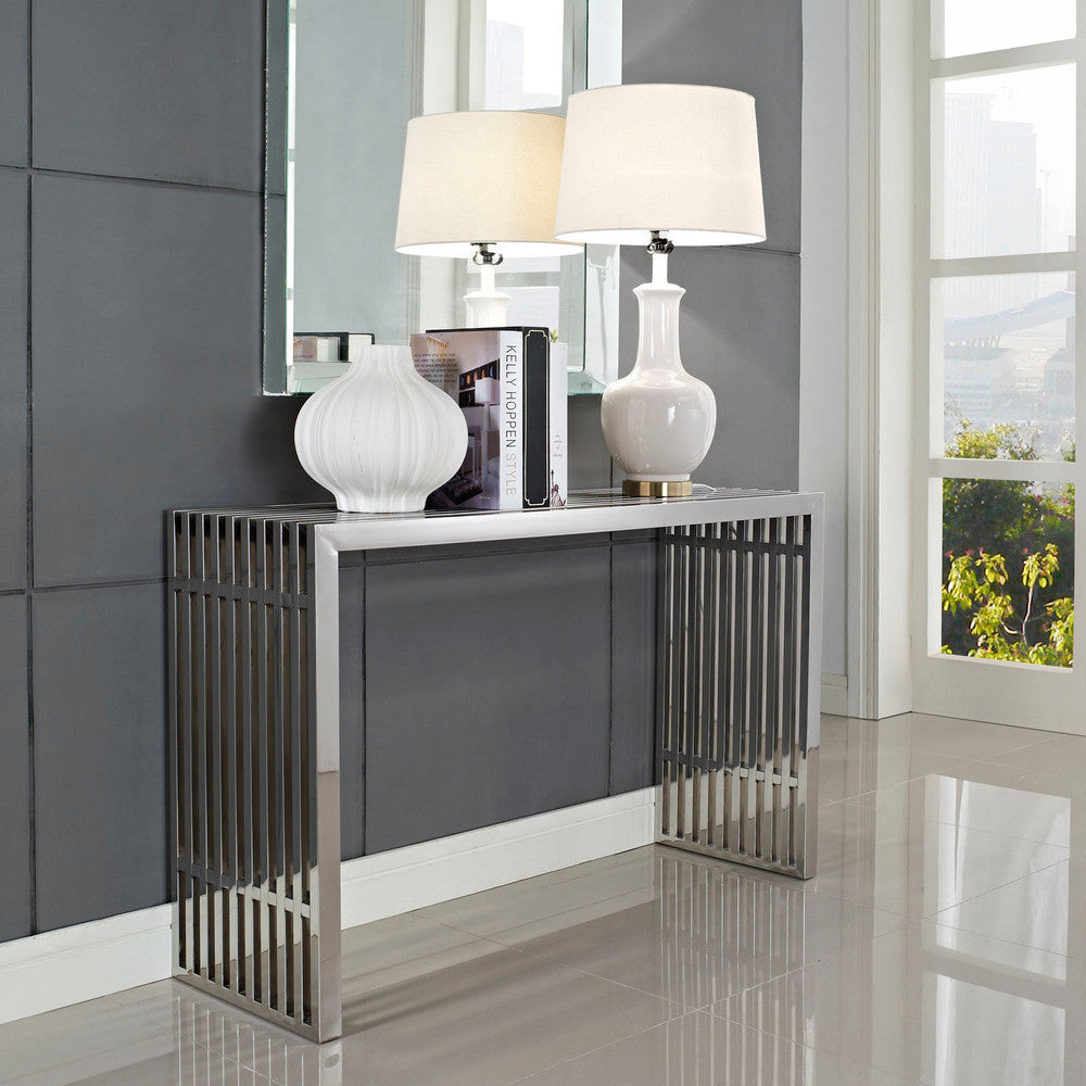 EEI-779-SLV Gridiron Console Table by Modway