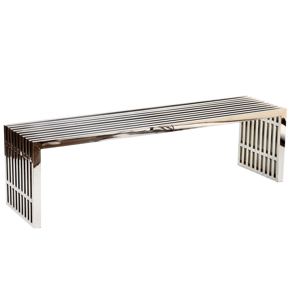 EEI-570-SLV Gridiron Large Stainless Steel Bench by Modway