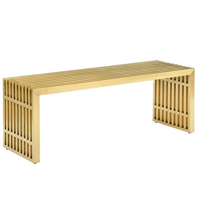 Modway EEI-3035-GLD Gridiron Medium Stainless Steel Bench Gold