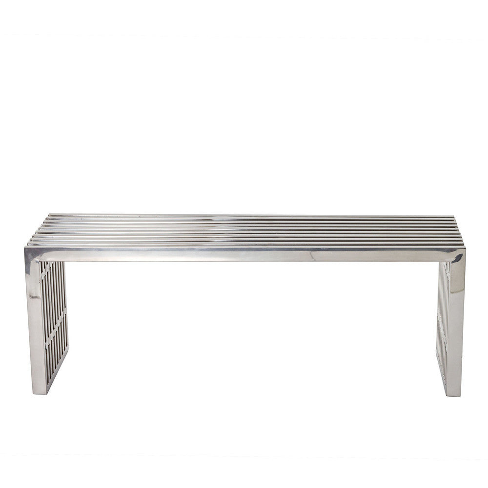 EEI-625-SLV Gridiron Medium Stainless Steel Bench by Modway