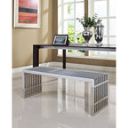 EEI-625-SLV Gridiron Medium Stainless Steel Bench by Modway