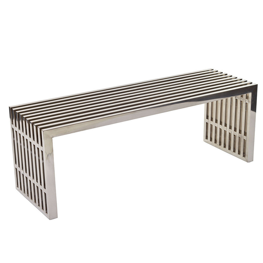 EEI-625-SLV Gridiron Medium Stainless Steel Bench by Modway