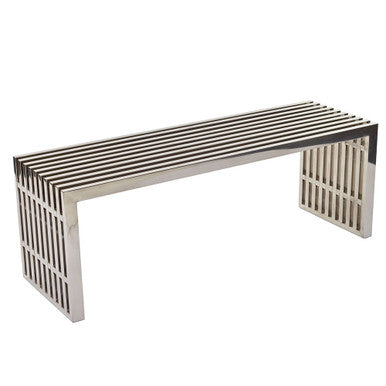 Modway EEI-625-SLV Gridiron Medium Stainless Steel Bench Silver