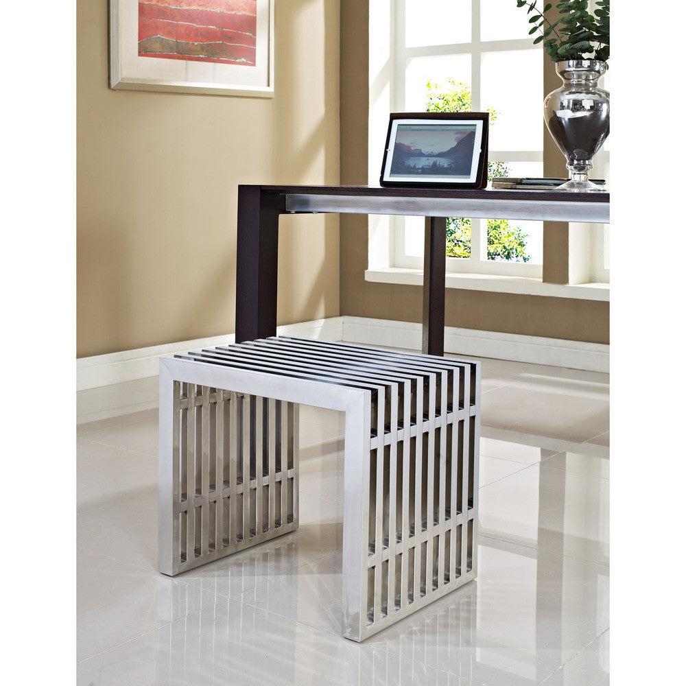 EEI-569-SLV Gridiron Small Stainless Steel Bench by Modway