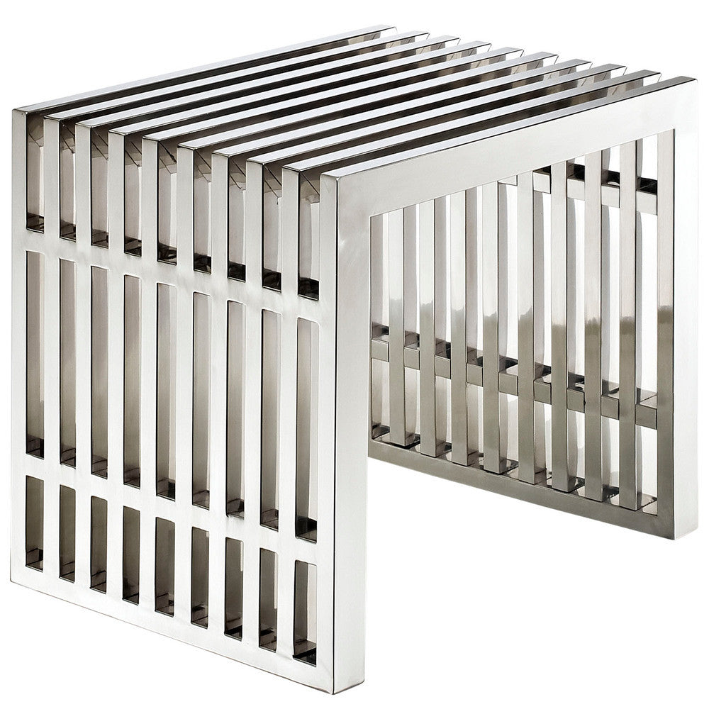 EEI-569-SLV Gridiron Small Stainless Steel Bench by Modway