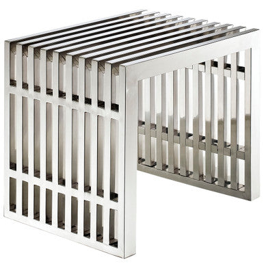 Modway EEI-569-SLV Gridiron Small Stainless Steel Bench Silver