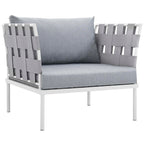 EEI-2618-WHI-GRY-SET Harmony 3 Piece Outdoor Patio Aluminum Sectional Sofa Set by Modway