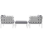 EEI-2618-WHI-GRY-SET Harmony 3 Piece Outdoor Patio Aluminum Sectional Sofa Set by Modway