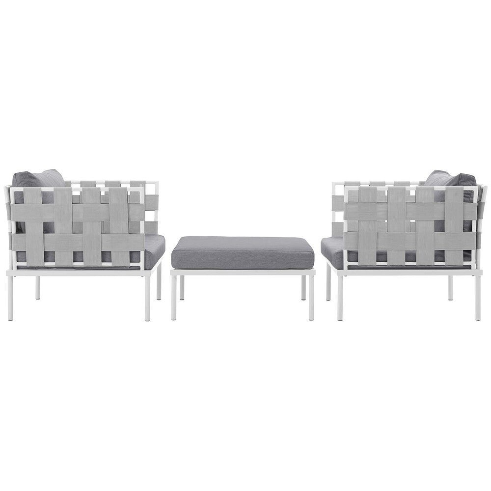 EEI-2618-WHI-GRY-SET Harmony 3 Piece Outdoor Patio Aluminum Sectional Sofa Set by Modway