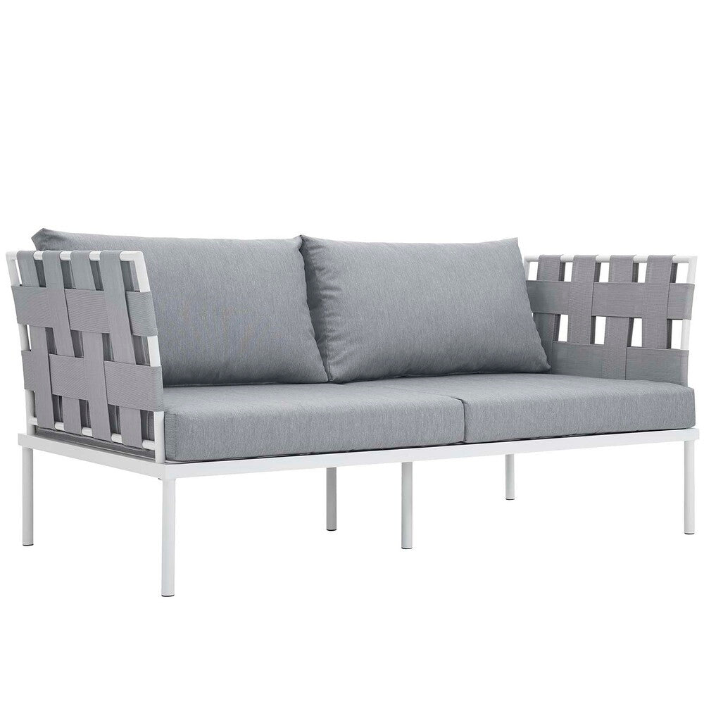EEI-2621-WHI-GRY-SET Harmony 5 Piece Outdoor Patio Aluminum Sectional Sofa Set by Modway