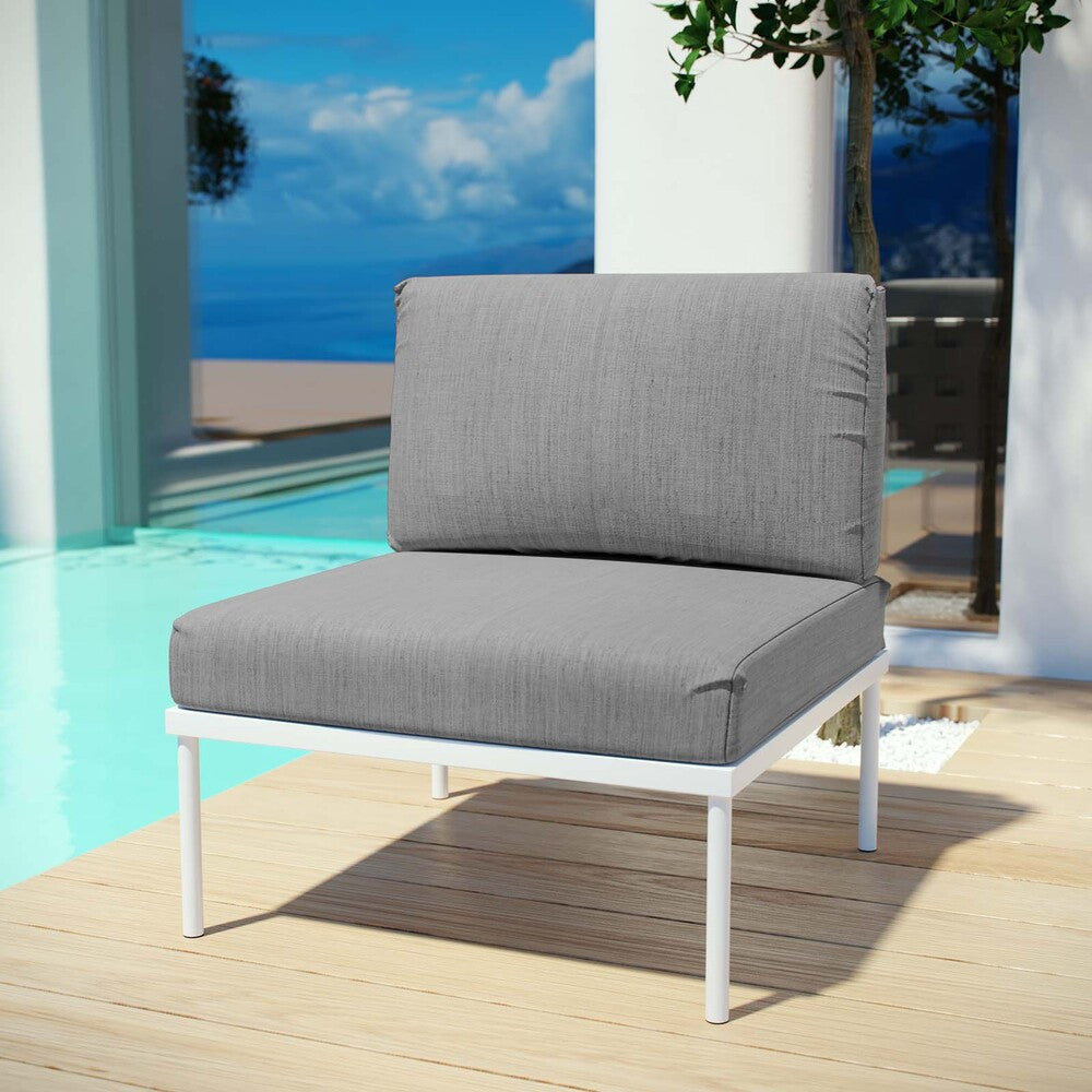 EEI-2600-WHI-GRY Harmony Armless Outdoor Patio Aluminum Chair by Modway