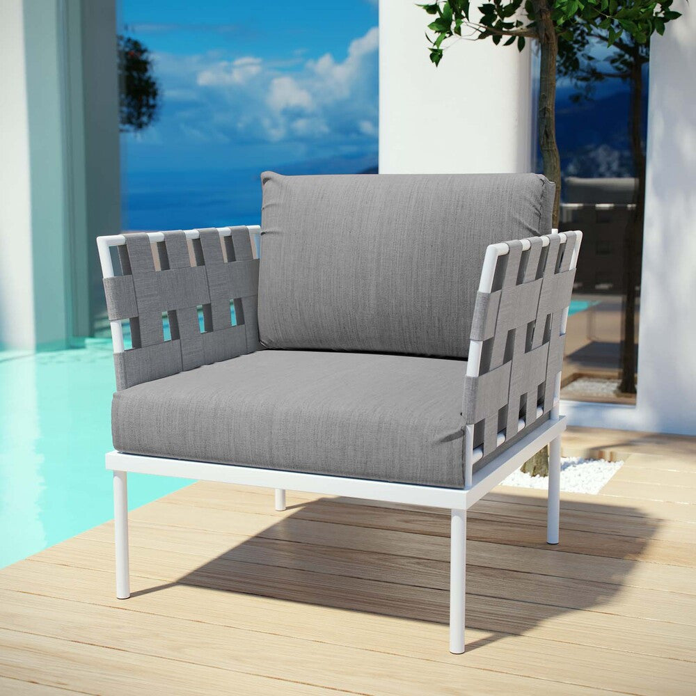 EEI-2602-WHI-GRY Harmony Outdoor Patio Aluminum Armchair by Modway