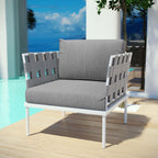 EEI-2602-WHI-GRY Harmony Outdoor Patio Aluminum Armchair by Modway