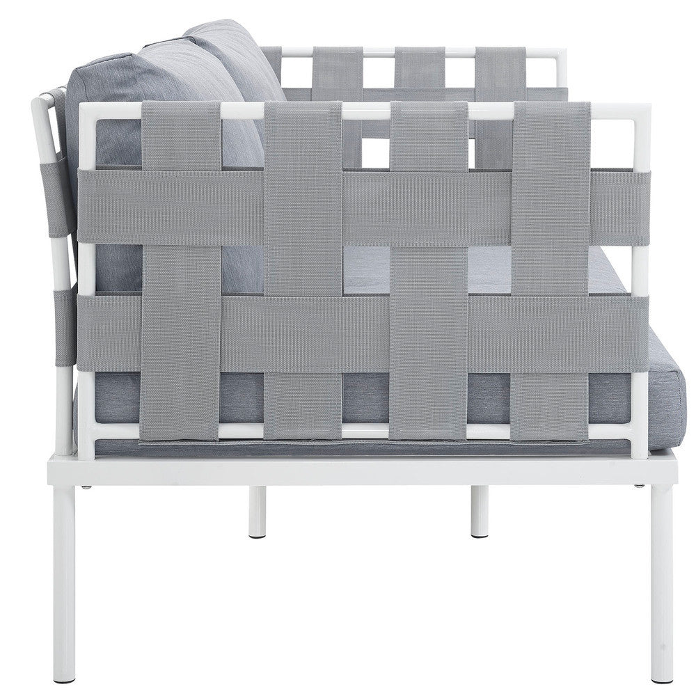 EEI-2603-WHI-GRY Harmony Outdoor Patio Aluminum Loveseat by Modway
