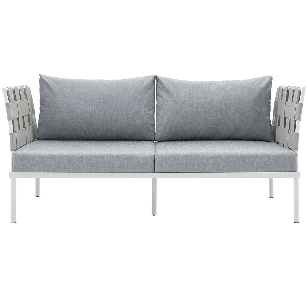 EEI-2603-WHI-GRY Harmony Outdoor Patio Aluminum Loveseat by Modway