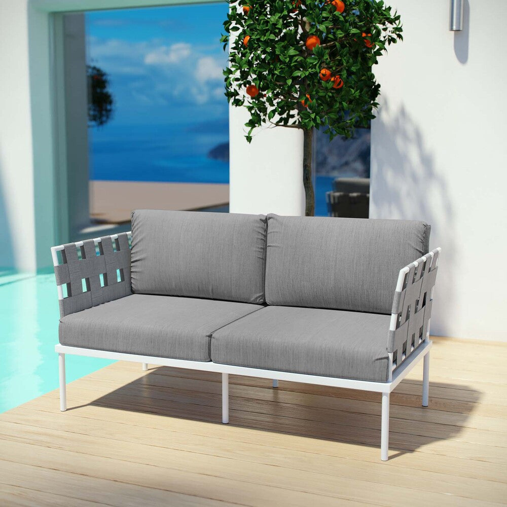 EEI-2603-WHI-GRY Harmony Outdoor Patio Aluminum Loveseat by Modway