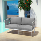 EEI-2603-WHI-GRY Harmony Outdoor Patio Aluminum Loveseat by Modway