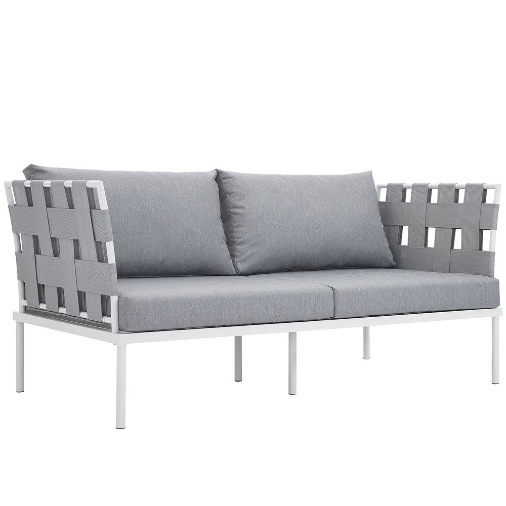 EEI-2603-WHI-GRY Harmony Outdoor Patio Aluminum Loveseat by Modway