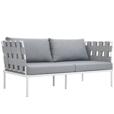 Modway EEI-2603-WHI-GRY Harmony Outdoor Patio Aluminum Loveseat White Gray