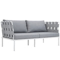 Modway EEI-2603-WHI-GRY Harmony Outdoor Patio Aluminum Loveseat White Gray