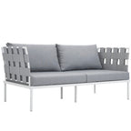 Modway EEI-2603-WHI-GRY Harmony Outdoor Patio Aluminum Loveseat White Gray