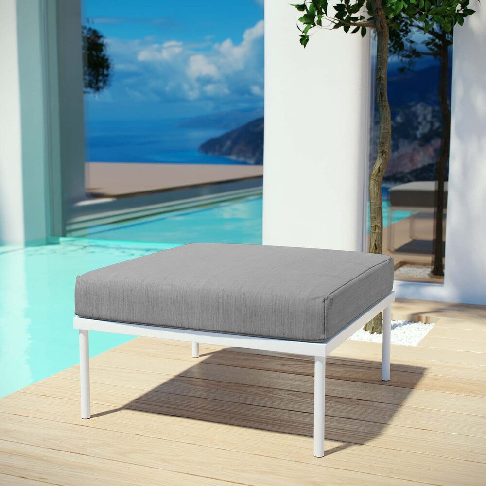EEI-2609-WHI-GRY Harmony Outdoor Patio Aluminum Ottoman by Modway