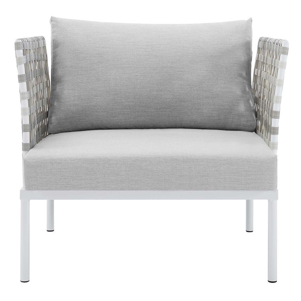 EEI-4541-TAU-GRY Harmony Sunbrella&reg; Basket Weave Outdoor Patio Aluminum Armchair by Modway