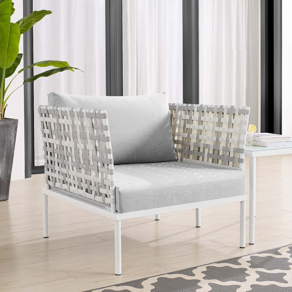 EEI-4541-TAU-GRY Harmony Sunbrella&reg; Basket Weave Outdoor Patio Aluminum Armchair by Modway