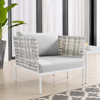 EEI-4541-TAU-GRY Harmony Sunbrella&reg; Basket Weave Outdoor Patio Aluminum Armchair by Modway