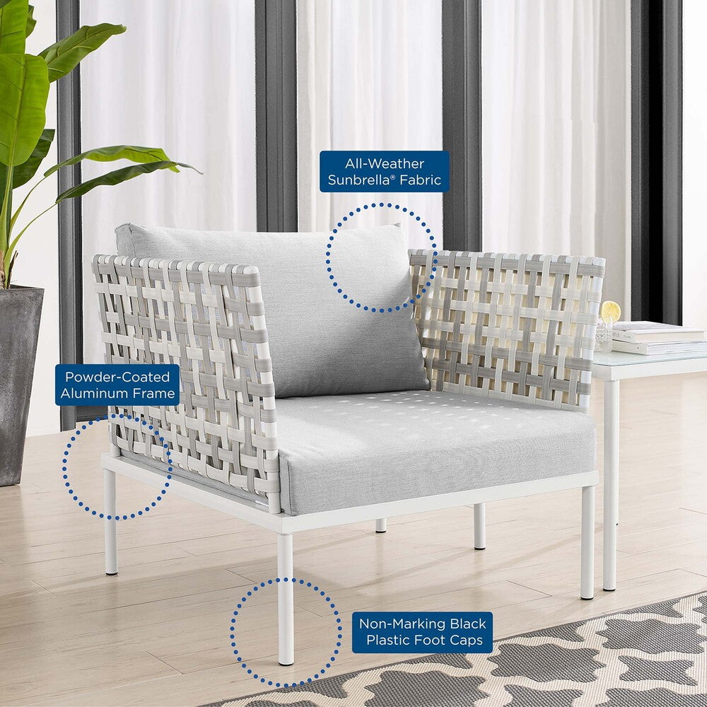EEI-4541-TAU-GRY Harmony Sunbrella&reg; Basket Weave Outdoor Patio Aluminum Armchair by Modway