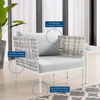 EEI-4541-TAU-GRY Harmony Sunbrella&reg; Basket Weave Outdoor Patio Aluminum Armchair by Modway
