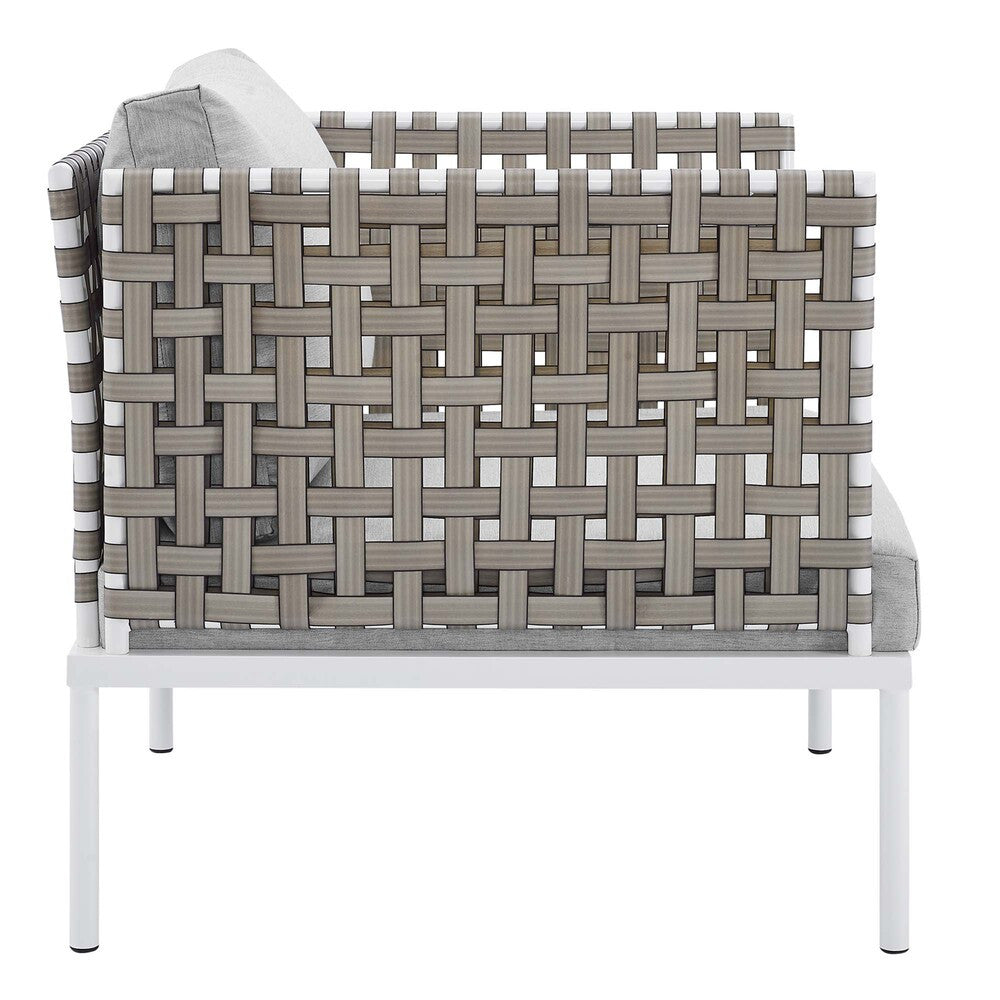 EEI-4954-TAN-GRY Harmony Sunbrella&reg; Basket Weave Outdoor Patio Aluminum Armchair by Modway